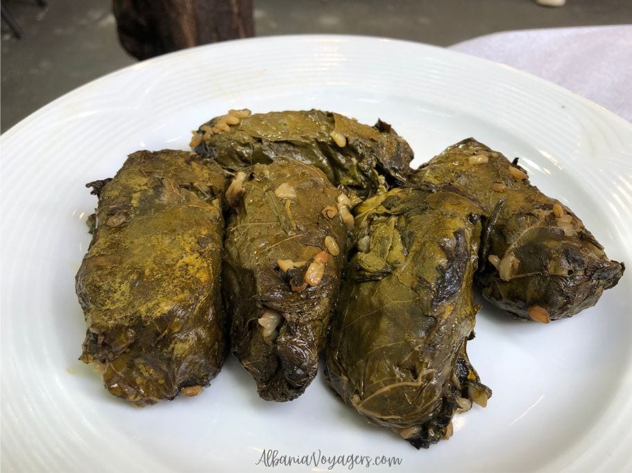 6 japrak on a white plate at Oda Restaurant in Tirana