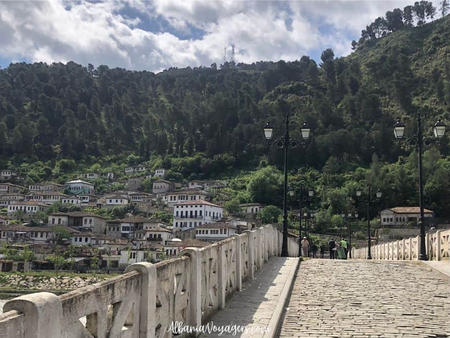 overlooking bridge and houses in Berat, one of the best things to do in Albania