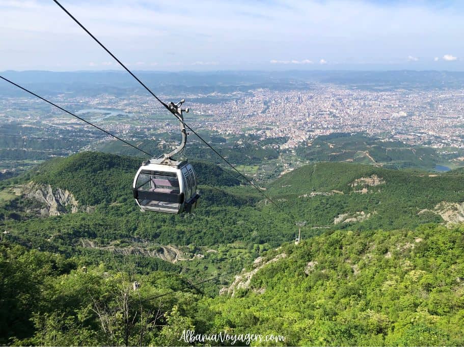 Dajti Ekspres cable car over green mountain in Tirana, one of the best things to do in Albania