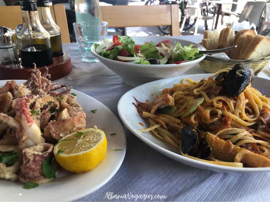seafood meal at Detari Fish in Tirana