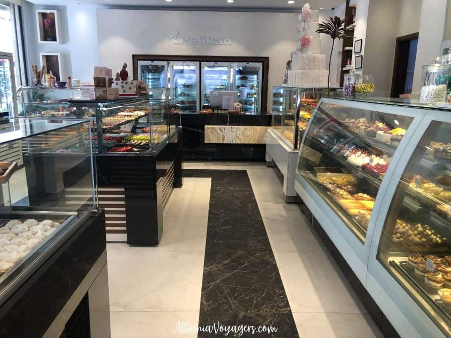 interior view of Pasticeri Pelikan Qender in Durres, my favouite dessert place