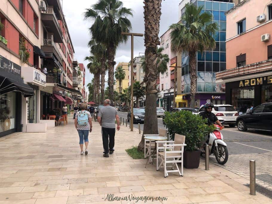 a main street in Durres, Albania