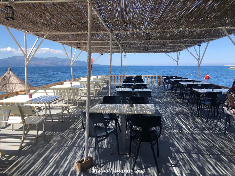 Shark Beach Bar in Saranda looking to the water