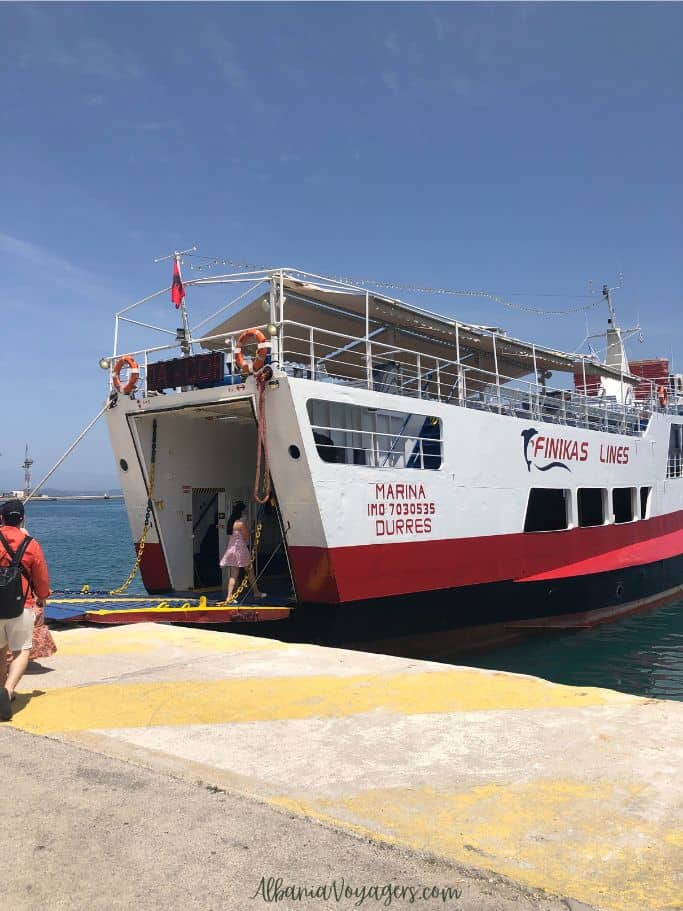 slow ferry boat at Corfu port in Greece 