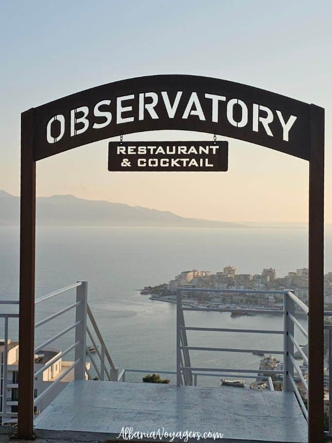 entrance to Observatory Resaurant with Bay of Saranda in background