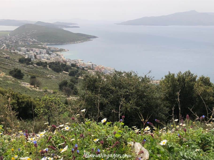 view from moutain overlooking Saranda and bay