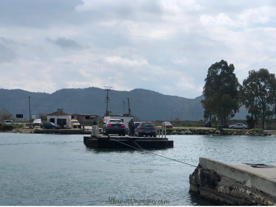 platform ferry at Butrint National Park so you can visit the ruins on the other side