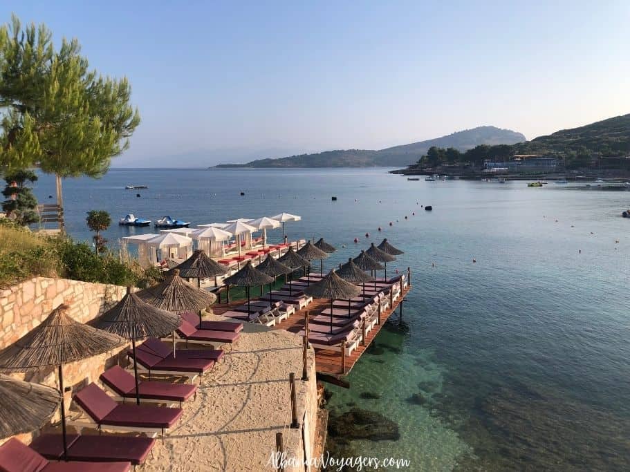 beach in Ksamil looking out to Ksamil islets