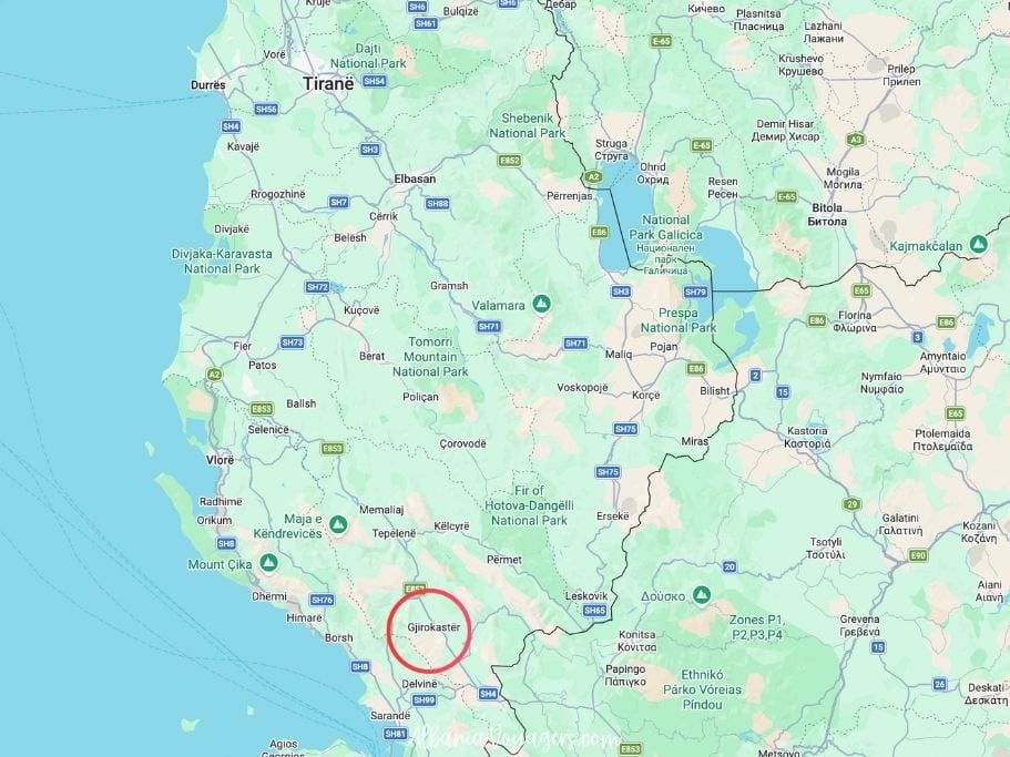 map of Albania showing Gjirokaster