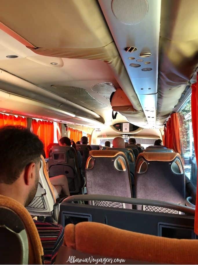 Inside the airport shuttle bus