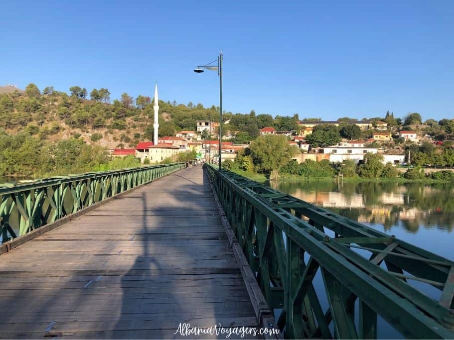 wooden pedestrian bridge over Buna River in Shkoder, one of things that makes it worth visiting