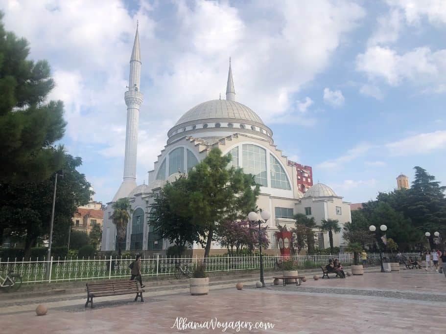 exterior or Ebu Bekr Mosque from the street in Shkoder
