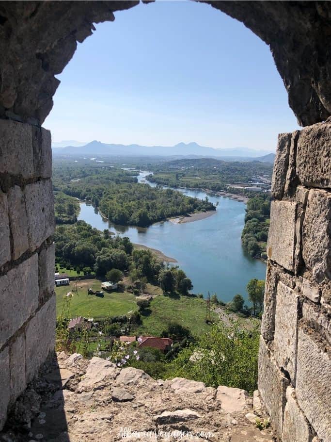 view of Buna River from Rozafa Castle, one of the best things to do in Shkoder