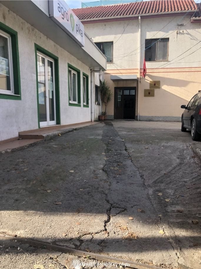 entrance to government office for dog's paperwork in Albania
