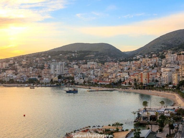 sunset view of Saranda, Albania
