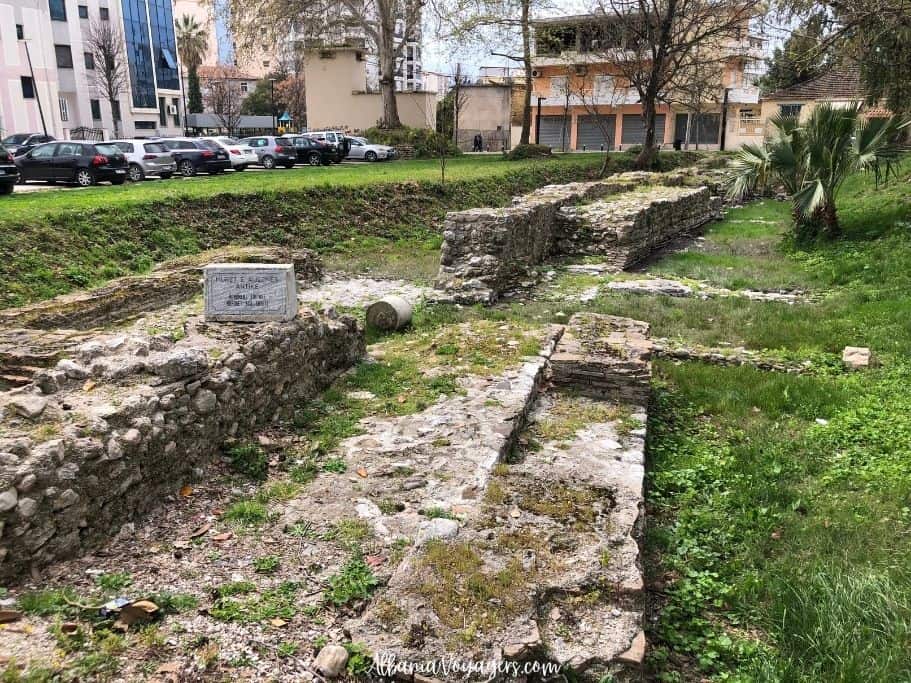 ruins of ancient walls in grassy area of Vlore