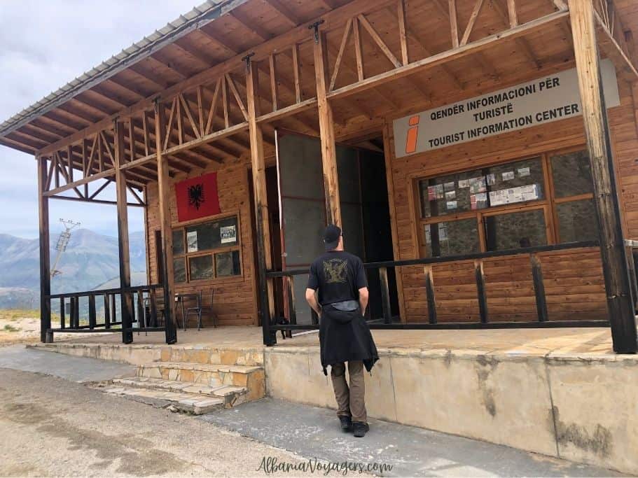 large empty wooden tourist centre at Finiq Archeological Park