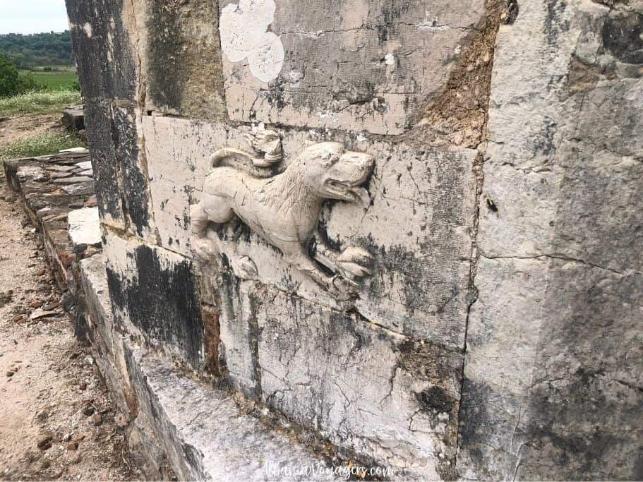 stone relief of a lion on wall of St Nikolas Church in Mesopotam