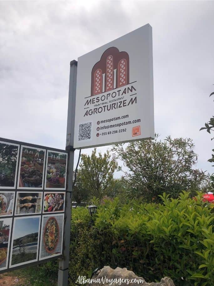 street signage of Mesopotam Agroturizem near Saranda
