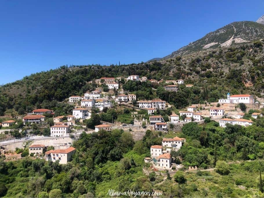 Village of Dhermi on green hillside
