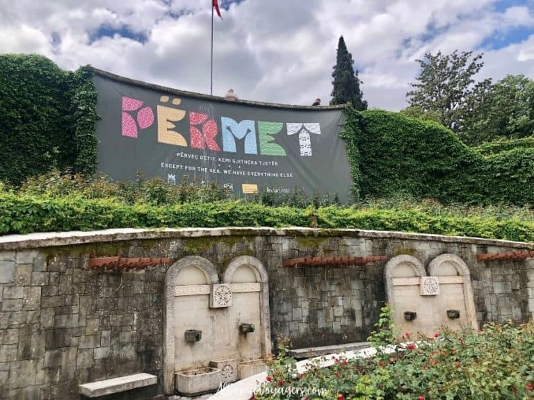 Permet sign on top of old stone mountain water taps