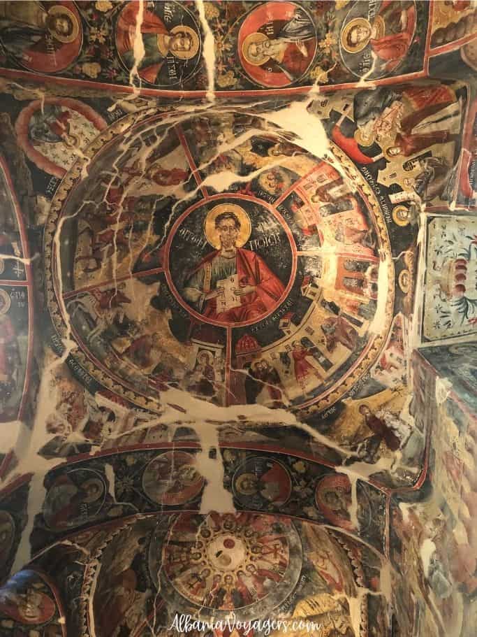 frescoes on ceiling with Pantocrator at Saint Mary's Church in Leus - one of the reasons it's worth visiting Permet